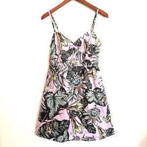 J. Crew Pink and Green Floral Lined Sundress Size Small